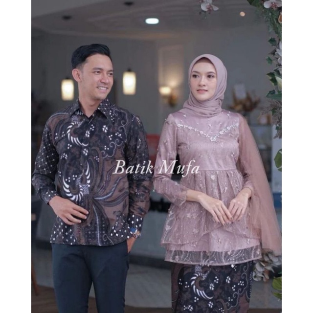 Kebaya couple MEYCA Brown KEBAYA MODERN , BATIK COPEL ,Kebaya brokat kebaya wisuda terbaru