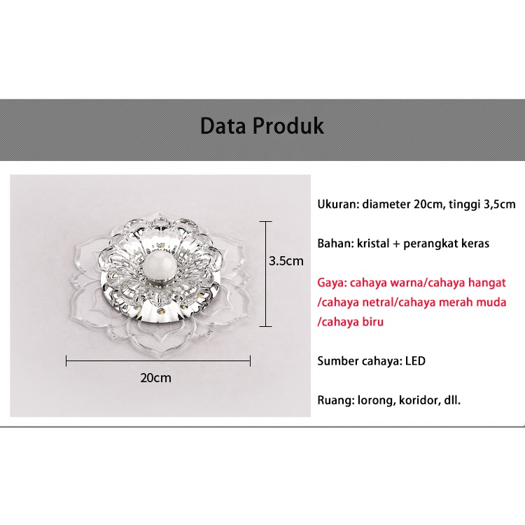 Lampu Plafon LED 220V Bentuk Kotak Kristal Modern Untuk Ruang Tamu(dengan bohlam)