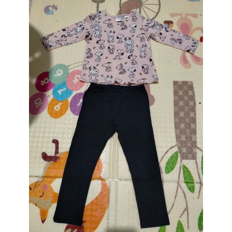 Preloved Set H&M Kids isi 2 Preloved Kaos Snoopy HnM Baby Preloved Setelan H&M Baby Legging Old Navy