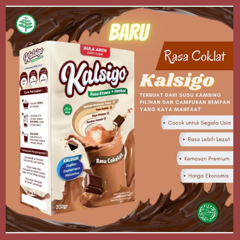 KALSIGO SUSU KAMBING ETAWA BUBUK RASA COKLAT DENGAN GULA AREN