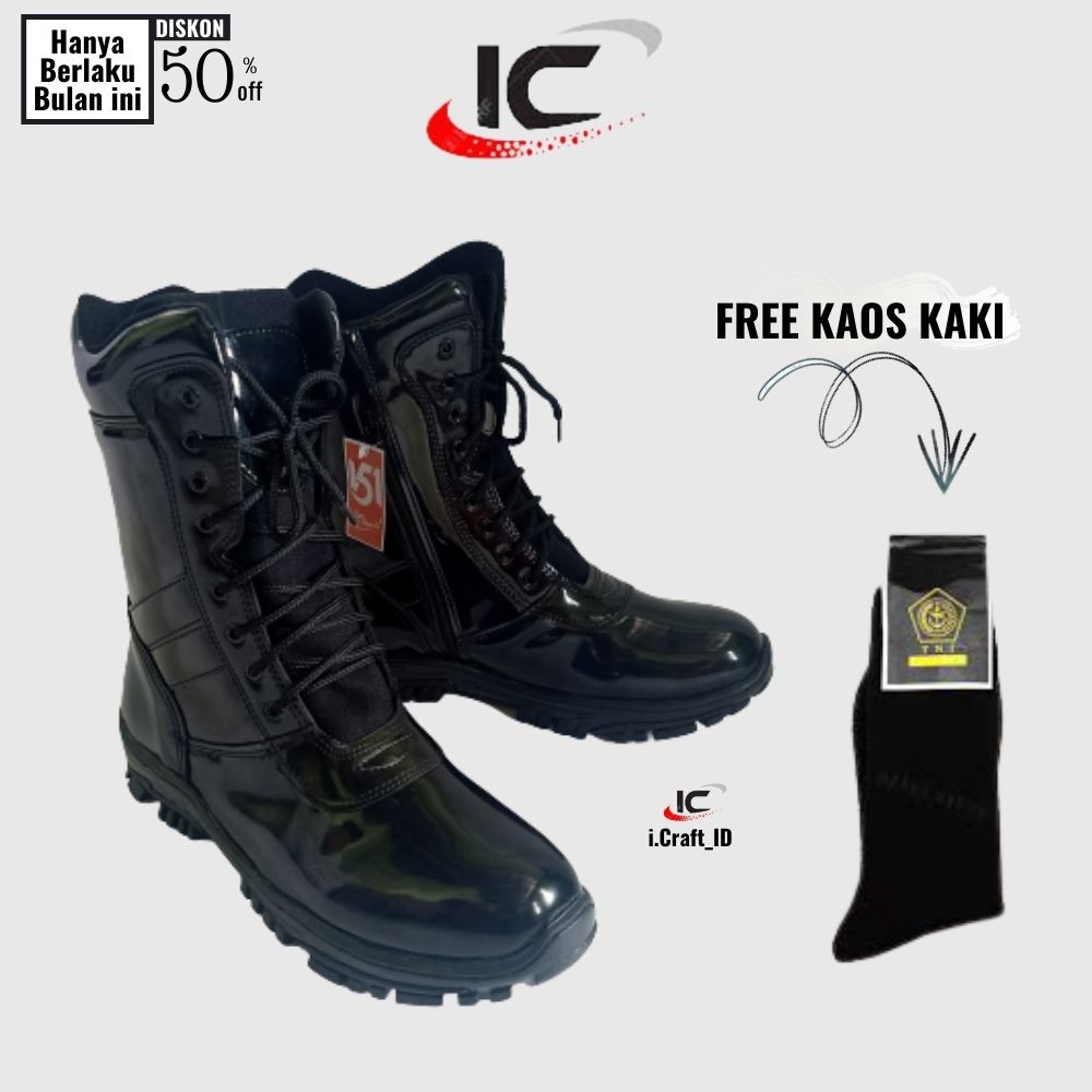 (FREE KAOS KAKI) SEPATU PDL TNI KILAT ANTI SEMIR PDL LAPANGAN SECURITY POLRI - LA02