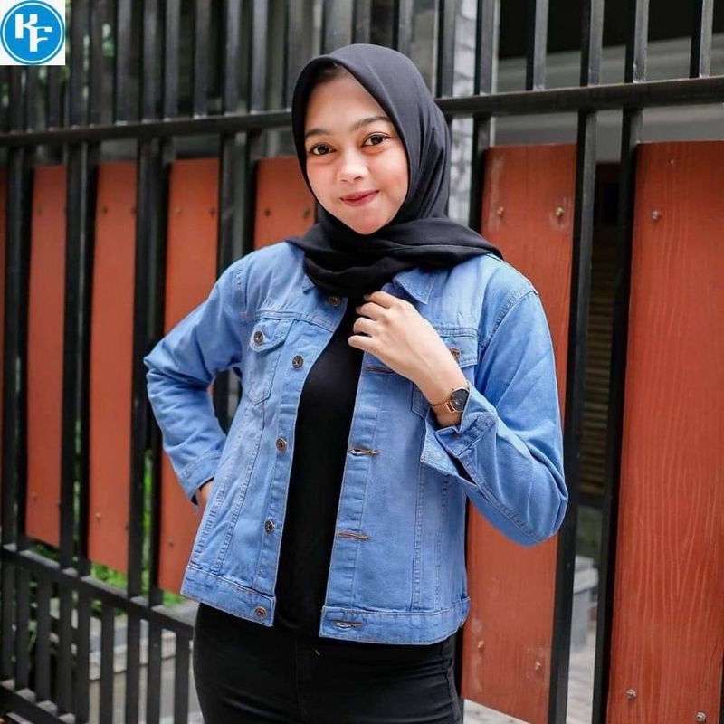 JAKET BIONDY CROP JEANS DENIM JAKET WANITA TERBARU MURAH JAKET CEWEK JINS BIONDY-Iceblue