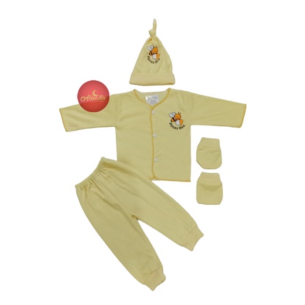 Set Piyama Bayi Baru Lahir / Piyama Panjang Set Topi dan Sarung Tangan / Baju Bayi Polos