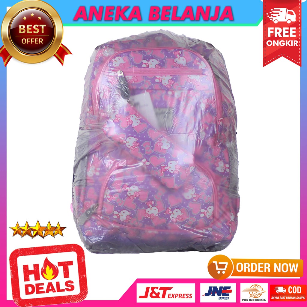 Tas Sekolah Anak Hello Kitty Pink Variasi Ungu Bonus Tempat Pensil Raincover Bahan Impor Ransel Anak Cewek Lucu Imut Motif Boneka Free Raincover Tas My Melody Kitty Sekolah TPA TPQ Korean Style Tas Anak Cewek Impor