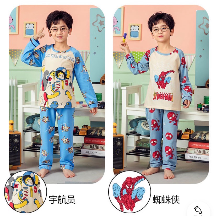 【Happy Baby】3-11Tahun Piyama Setelan Baju Tidur Anak Laki-laki  Karakter Lengan Panjang celana panjang S-02