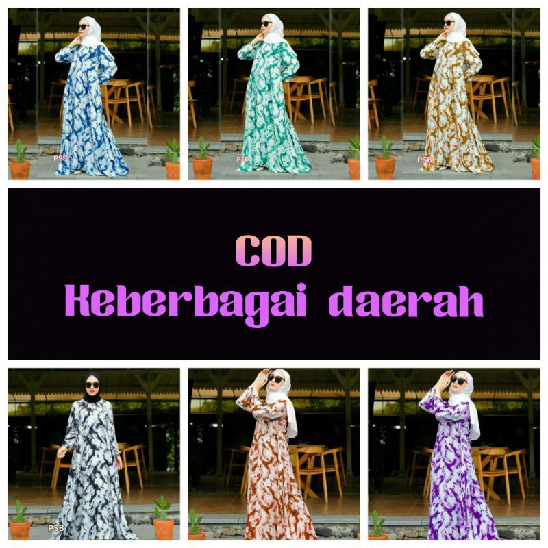 gamis tie dye, gamis tie dye modern,  tie dye, gamis tie dye rayon