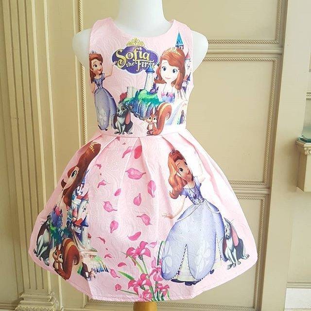 GA2604 SOFIA CASTLE DRESS PINK WHITE GAUN PESTA PRINCESS ANAK PEREMPUAN IMPORT MURAH BAGUS  LEBARAN