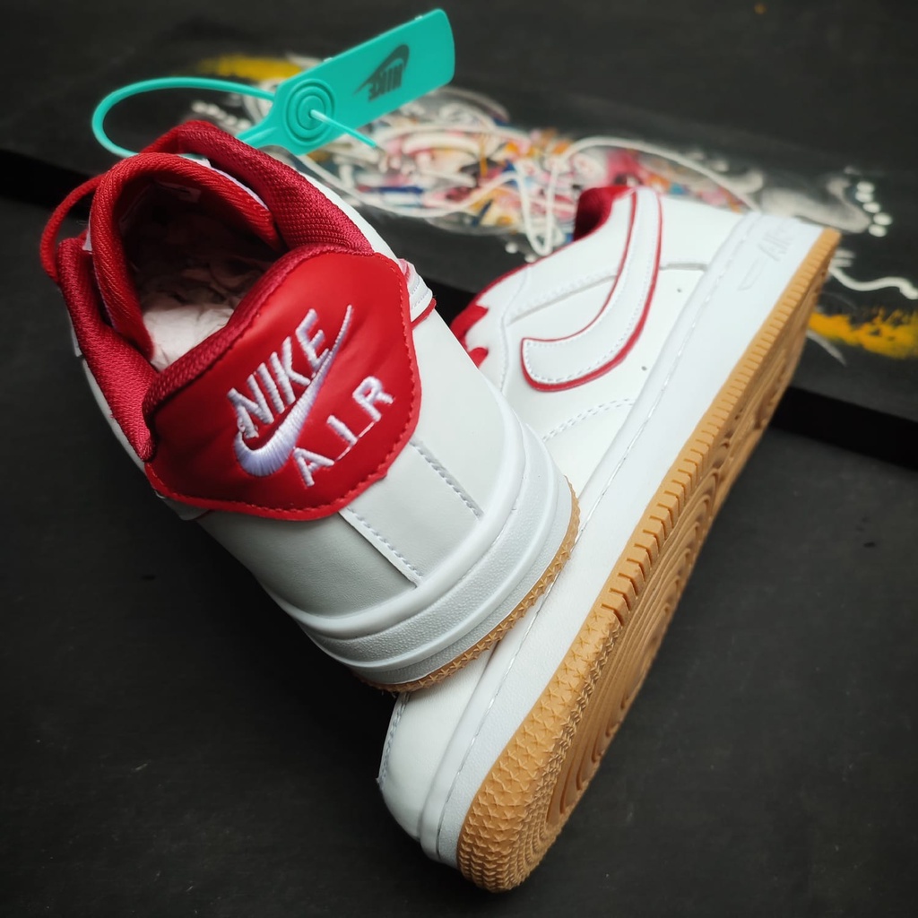 PROMO Sepatu Sneakers Pria dan Wanita Terbaru Nike Air Force 1 Shadow Low White Red Import Pemium, Harga Termurah