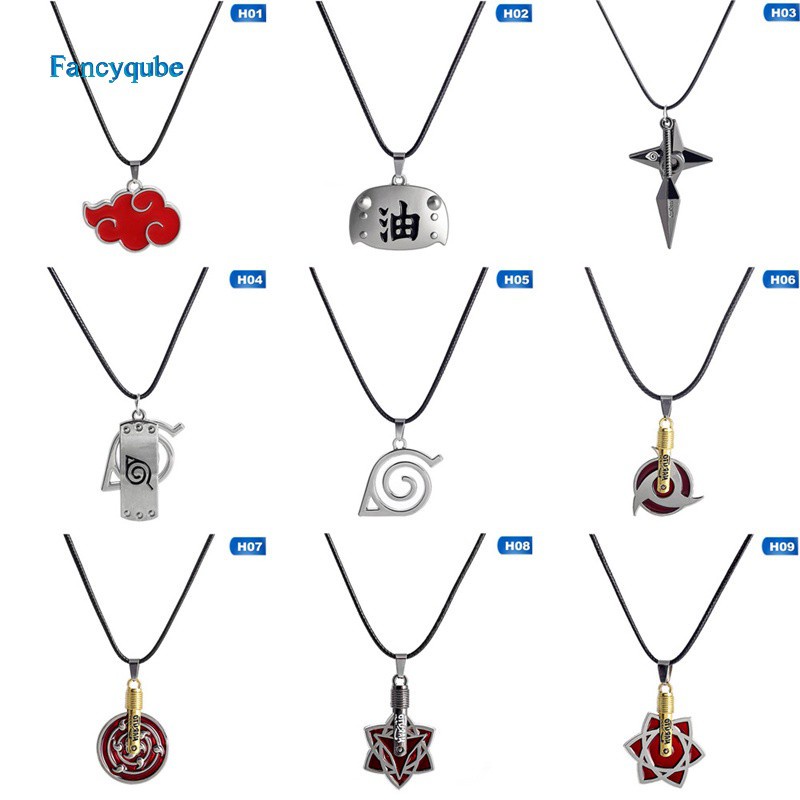 Fancyqube Naruto Red Cloud Pendant Necklace Leaf Symbol Logo Pendant Necklaces