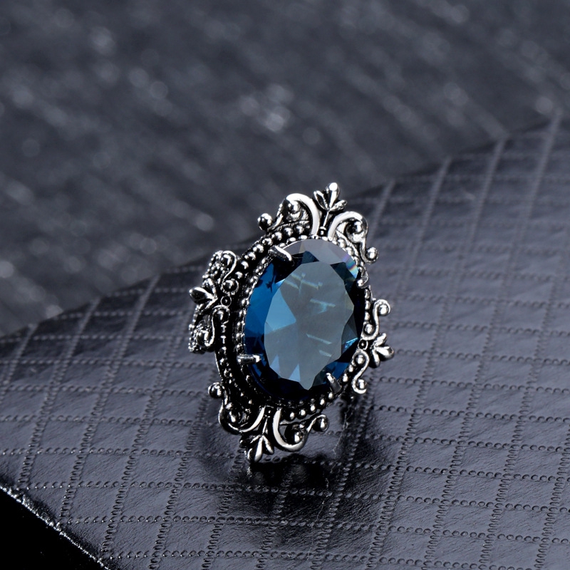 Gaya Baru Laut Alami Biru Topaz Cincin Vintage 925 Thai Silver