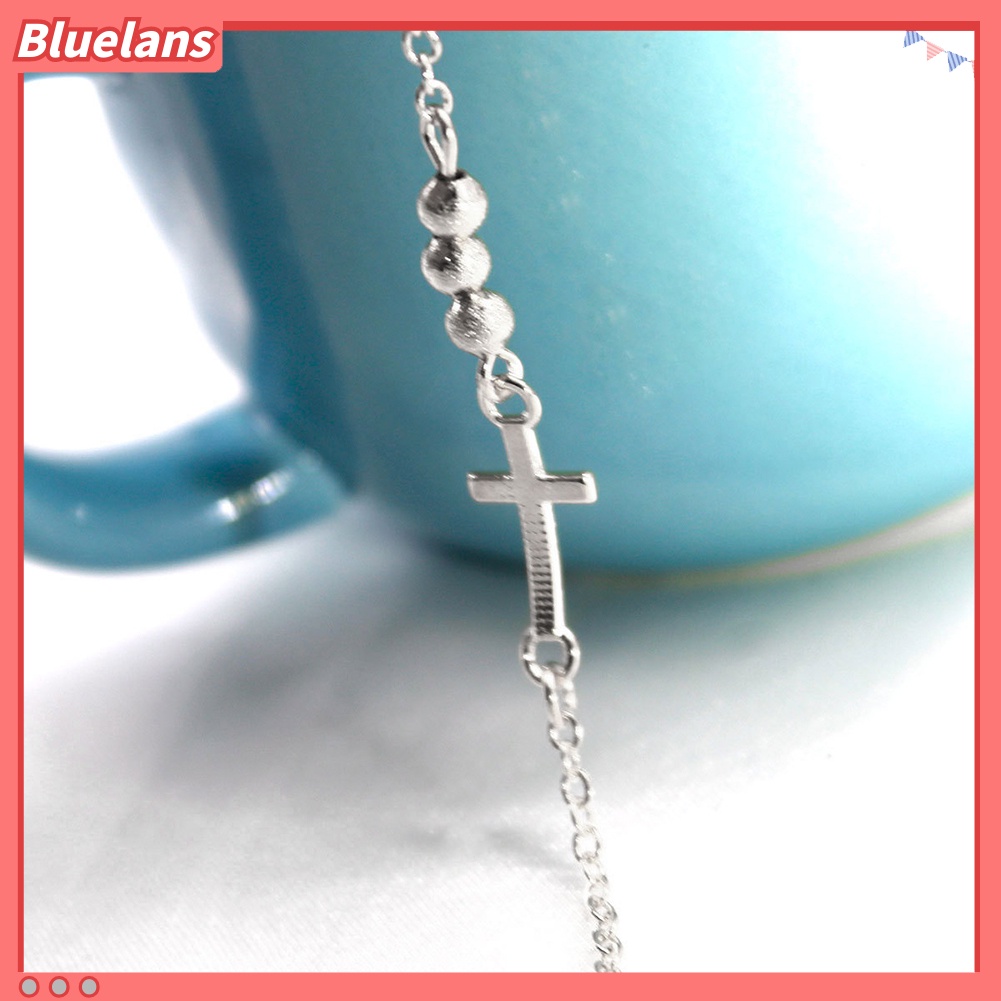 Bluelans Fashion Women Beaded Cross Charm Bracelet Chain Hand Jewelry Birthday Gifts