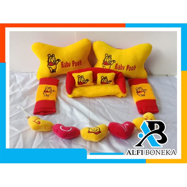 Paket Bantal Mobil dan bantal leher - Bantal sandar Mobil set murah - bantal mobil 6in1 boneka lucu