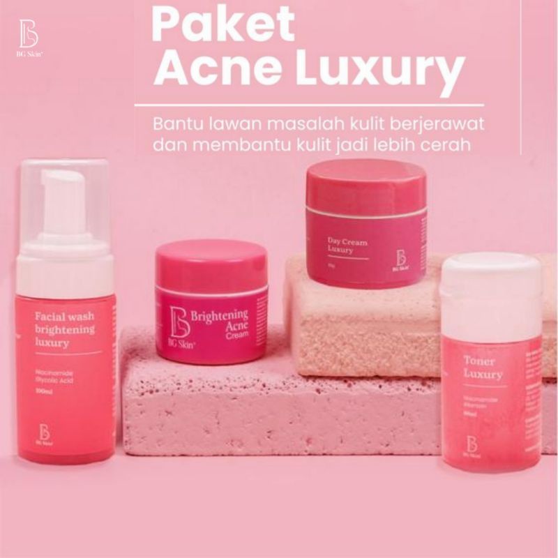 PAKET ACNE LUXURY WHITENING ORIGINAL 100% BG SKIN BEAUTY GLOW