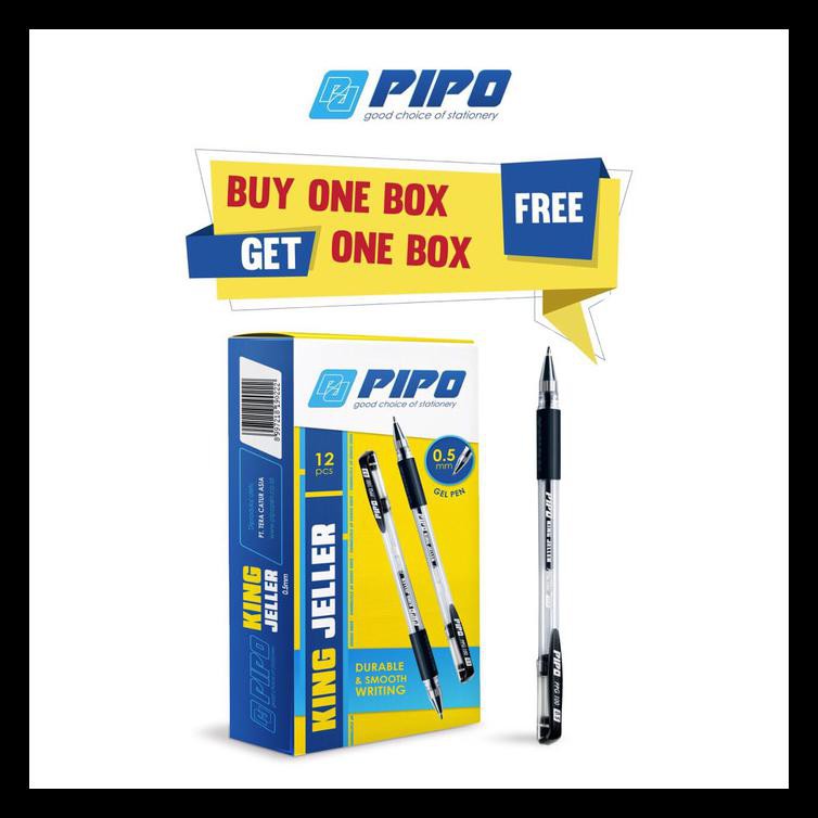 

(Buy1 Get1) Pulpen Merk PIPO PPG100 KING JELLER 0.5MM - HITAM TERLENGKAP