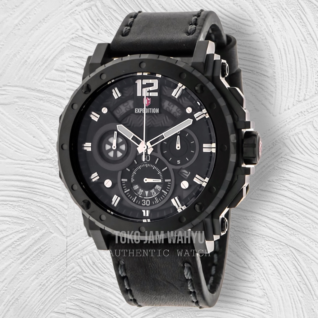 Expedition 6402 MCLIPBASL Jam Tangan Pria - Black - Leather Strap