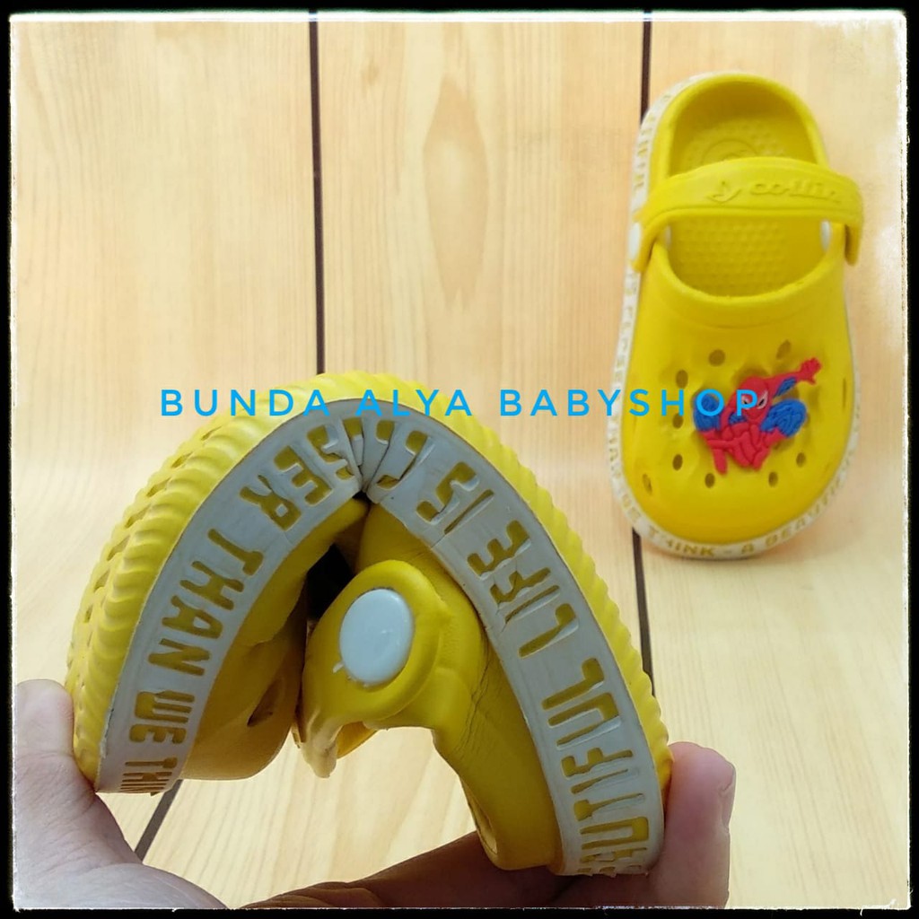 Sendal Anak Laki Laki Usia 1 2 3 4 5 Tahun KUNING Motif Kartun Karet - Sepatu Sandal Anak Cowok Karet Anti Licin Size 18 - 29