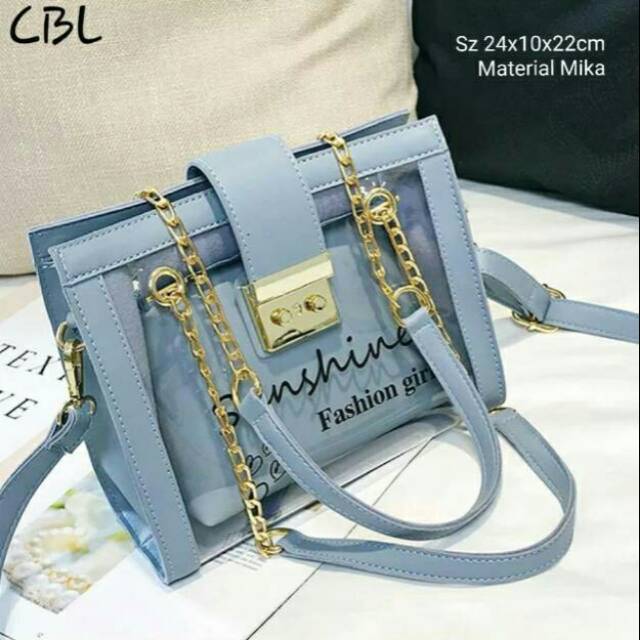 Sunshine Fashion Girl of London Tas Transparan PVC 2in1