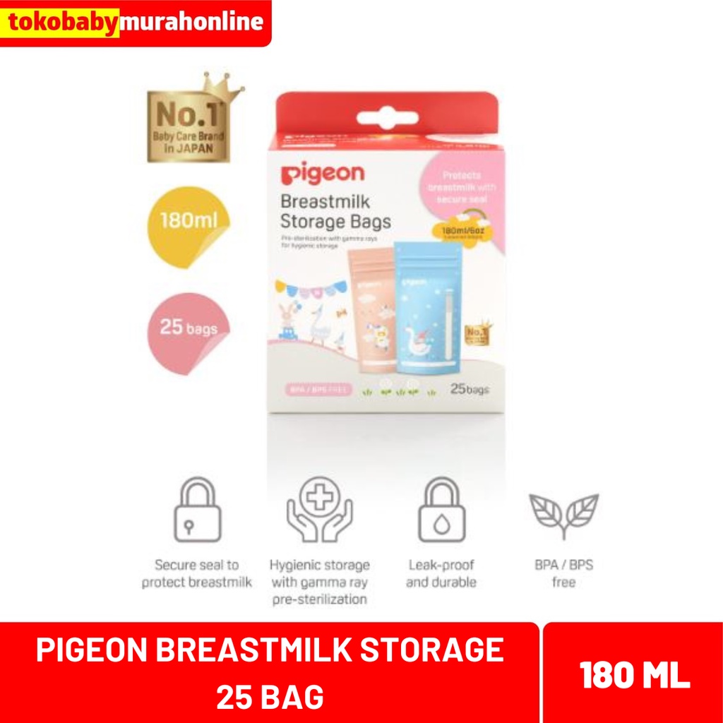 PIGEON BREASTMILK STORAGE BAG 180ML 25BAG / KANTONG ASI