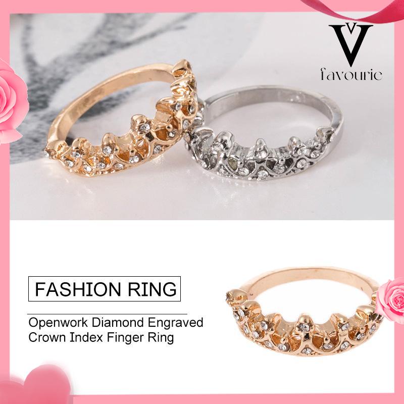 [COD]Bentuk Mahkota Fashion Ratu Temperamen Hollow Out Micro Diamond Engagement Wedding Ring-FA