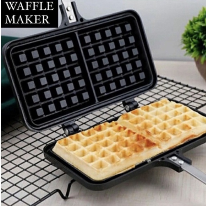 Cetakan Waffle Anti Lengket Kompor Cetakan Waffle Cetakan Crofel Cetakan Croffle Panjang Isi 2 Pembuat Waffle