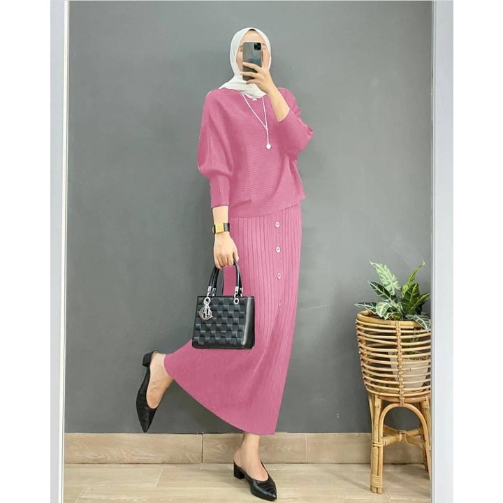 XC - Setelan Anya Knit / Set Wanita / Stelan Rajut Wanita / Setelan Atasan dan Rok