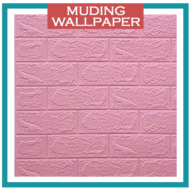 Wallpaper Bata Putih 3D Foam 77 x 70 cm-Bata Pink 5 MM