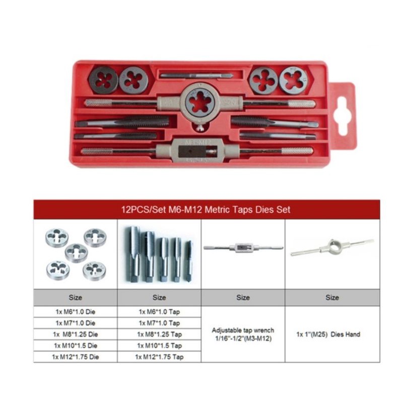 kodenki TND201 hand tap die set 12pc/tap senai set 12pc senai baut