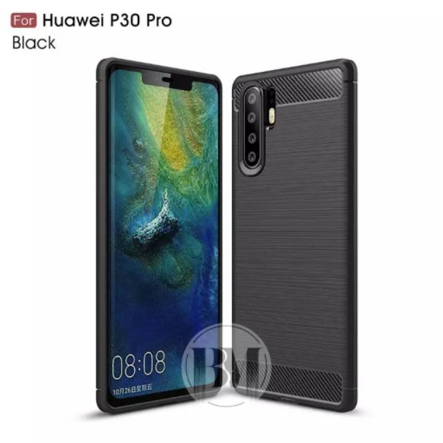 CASE HUAWEI P30 PRO CASING RUGGED SILICONE CARBON FIBER