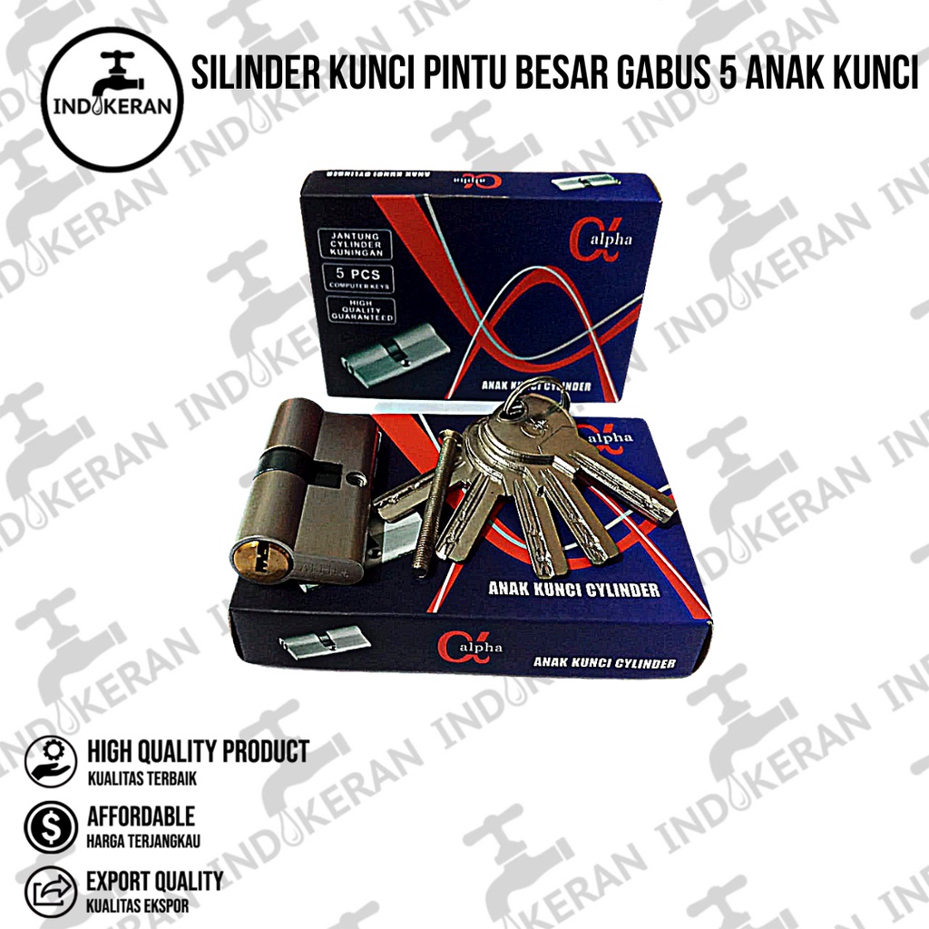 INDOKERAN - Silinder Kunci Pintu Besar Gabus 5 Anak Kunci