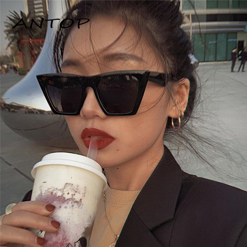 Kacamata Hitam Wanita/Pria Bentuk Persegi Sunglasses Korean Gaya Retro INS Fashion ANTOP