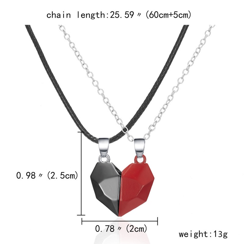 2pcs Kalung Choker Liontin Hati Magnetik Kreatif Untuk Pasangan