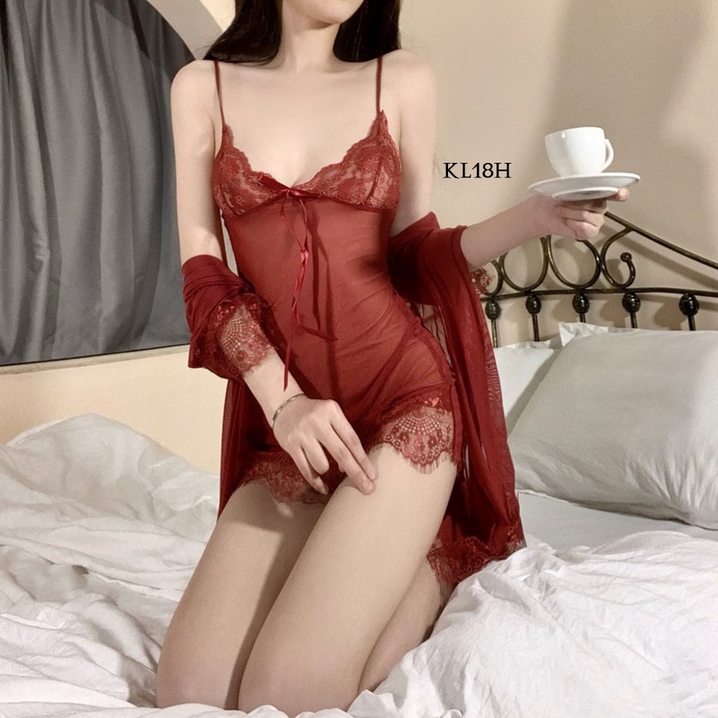 [BISA COD] LINGERIE KIMONO SEXY PREMIUM LACE WANITA KL18H