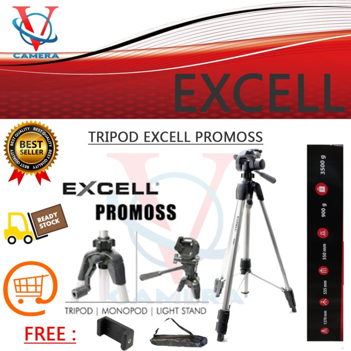terbatas TRIPOD EXCELL PROMOSS BLACK NEW - EXCELL PROMOSS NEW - FREE HOLDER HP Limited