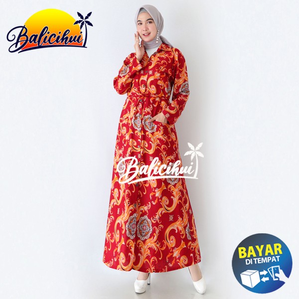 Balicihui Long Dress Kancing Gamis Kancing Dress Kekinian Terbaru