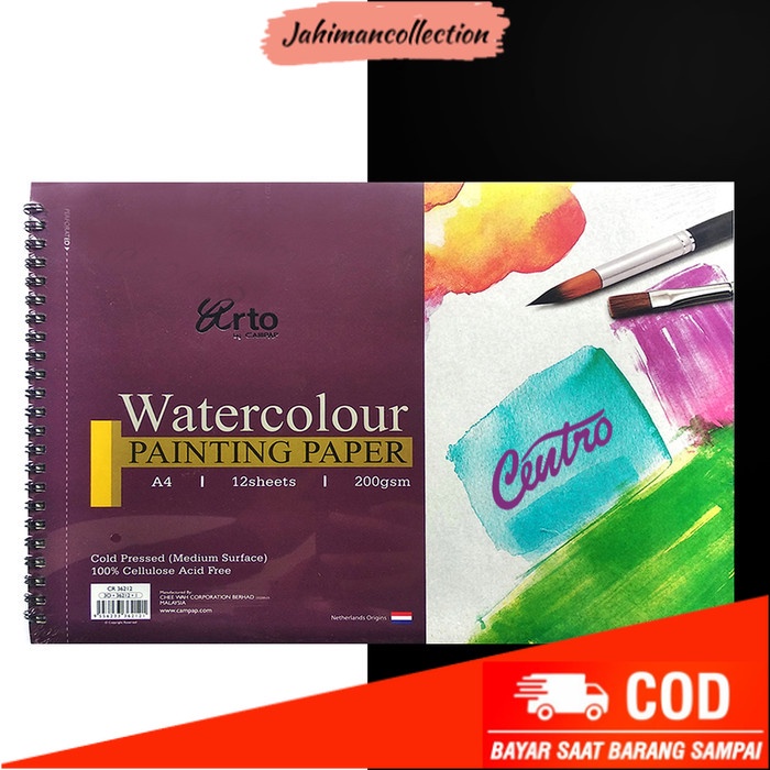 

✨ BISA COD ✨ Arto Watercolour Painting Paper Ring A4 200gsm Cellulose Buku Gambar