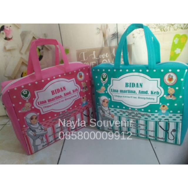 

Tas souvenir promosi bidan custom uk 30x25x10 cm