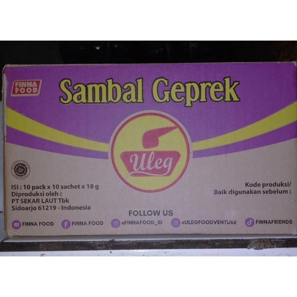 [Dus] Finna Sambal Uleg Sambal Instant Terasi,Geprek,Rendang,Sambal Pedas, Sambal Ijo Isi 10 Pack x 10 Pcs x 18 gr - uleg*