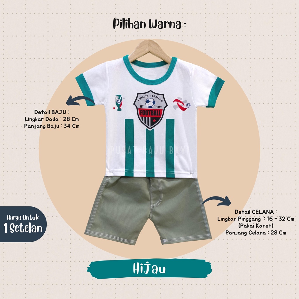 Setelan Baju Bayi Pendek 3 - 12 Bulan merk DONT STOP motif FOOTBALL