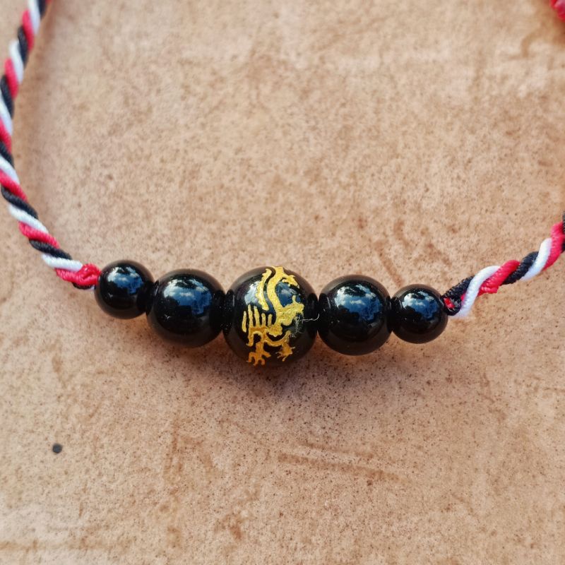 Gelang Tridatu Naga Mas Mata 5 / Gelang Tridatu Bali / Gelang Tridatu Custom / Gelang Khas Bali / Gelang Tridatu Unik / Gelang Batu Alam / Gelang Naga Mas / Craft Dewata