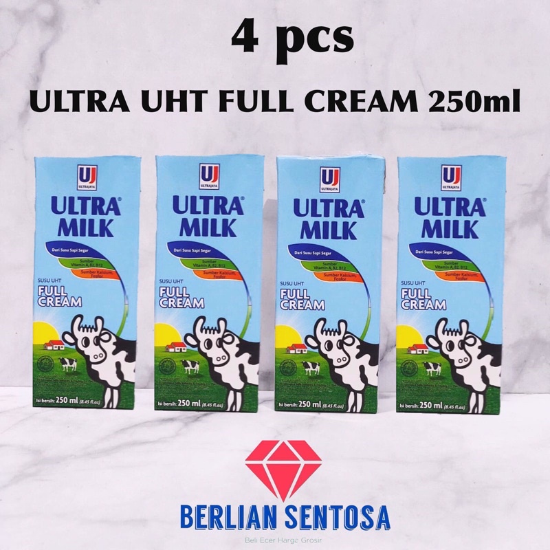

Susu ultra fullcream 250ml 4pcs