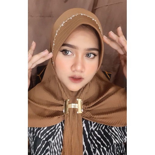 Bergo Kerut Tali Jersey | Bergo Pet Plisket Mutiara H