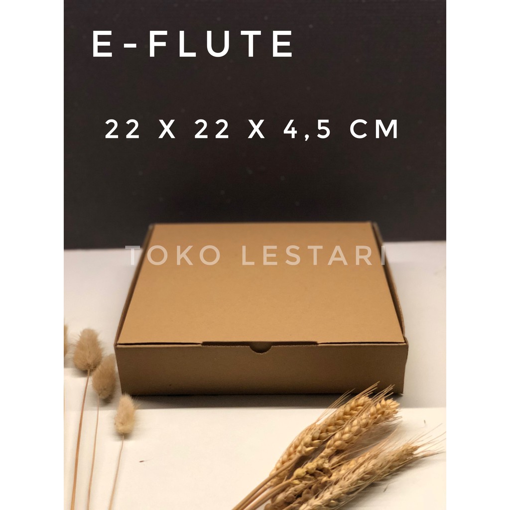 

Box Kardus E-Flute Coklat Untuk Packaging Olshop Sovenir Baju Pizza Kado Hampers Snack 22x22x4.5 CM