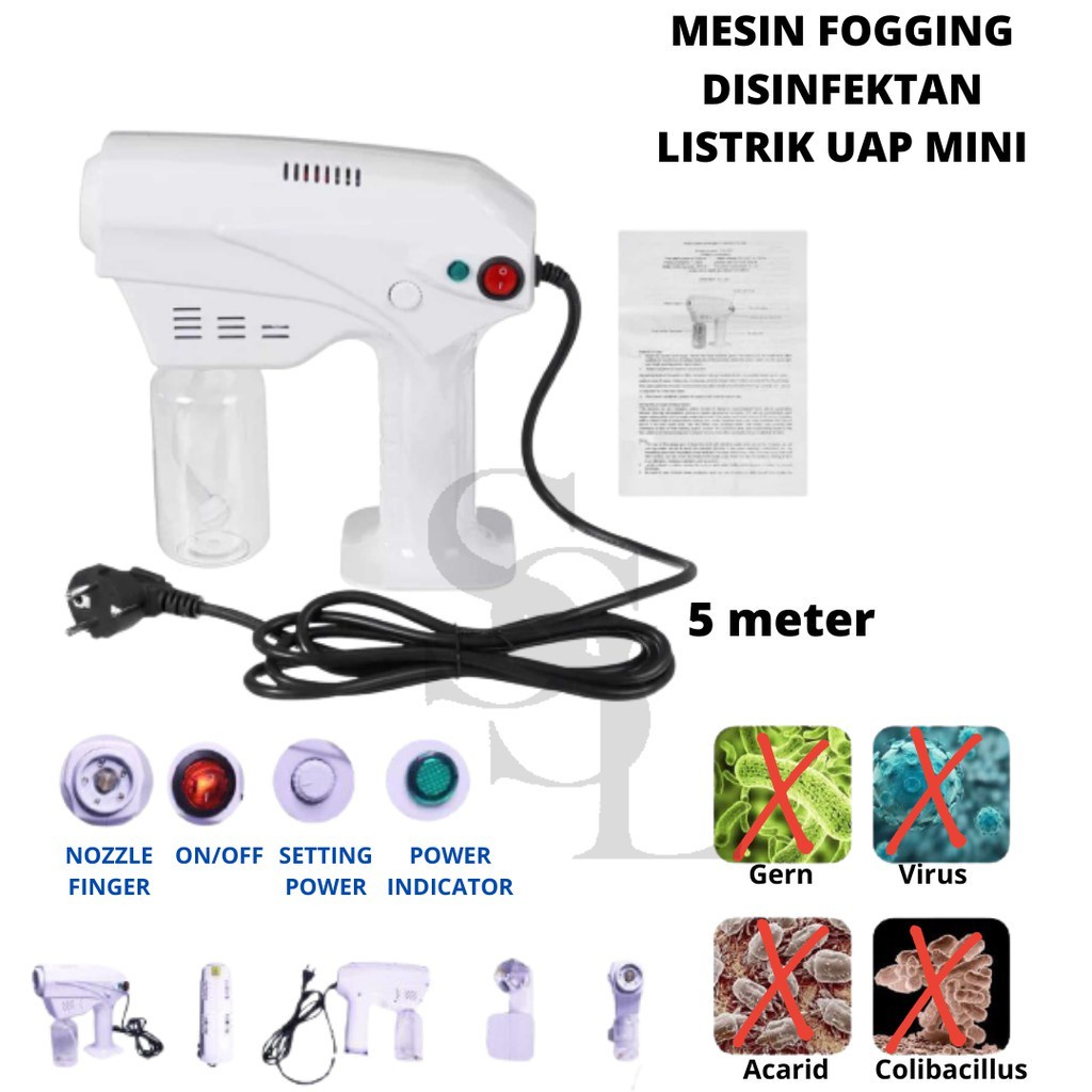 MESIN FOGGING gun DISINFEKTAN UAP FREE LIQUID LISTRIK MINI BLURAY ANION SPRAY GUN 1209 WATT UNTUK MOBIL