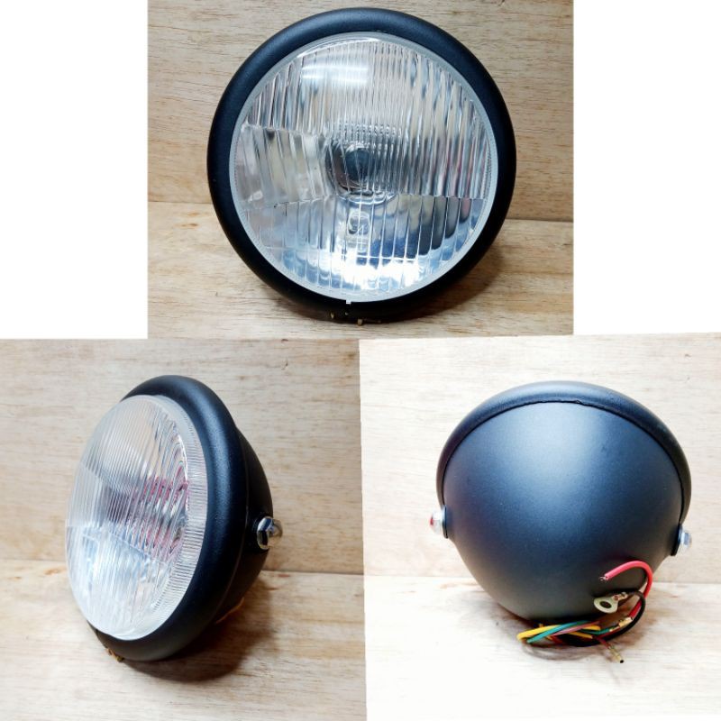 HEADLAMP LAMPU DEPAN H4 KACA DATAR LAMPU DEPAN CB CUSTOME H4