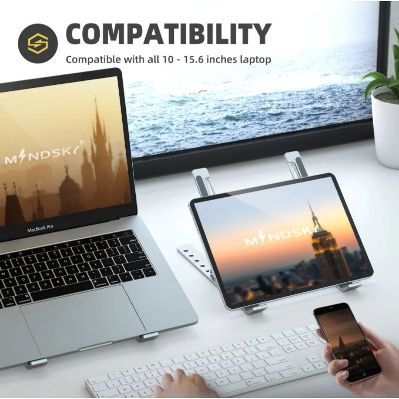 Holder Laptop Macbook Standing Tablet Portable Dudukan Aluminium Alloy Multifungsi Universal
