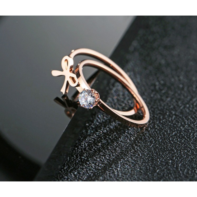 Cincin 2in1 Titanium Mini Korea Wanita CK126 warna bisa untuk cincin kawin nikah