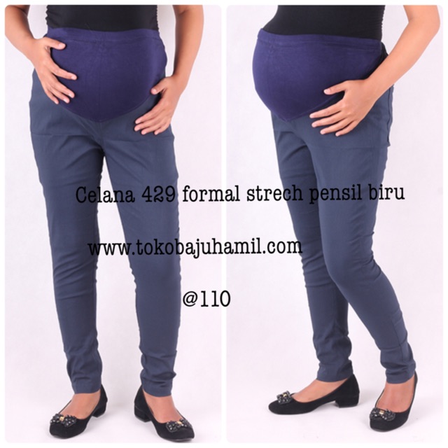 Celana hamil formal strech pensil 429 biru