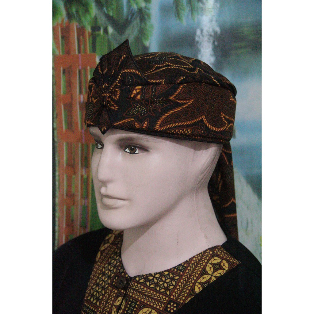 iket kepala blangkon tradisional sunda jawa dll model atas full tutup (BATIK COKLAT)