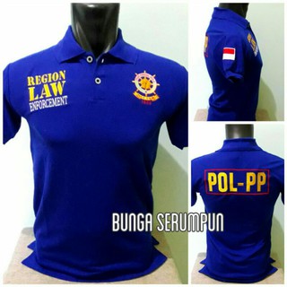  KAOS  SATPOL PP  BIRU KAOS  KERAH POL  PP  BIRU BENHUR KAOS  