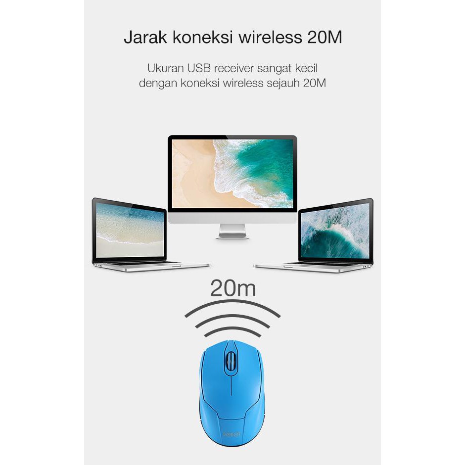 ROBOT M310 Mouse Wireless 2.4 GHz Mute Key Mouse SILENT CLICK 2.4G USB Receiver Mengklik Tanpa Suara